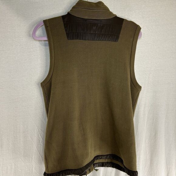 Eddie Bauer Women's Large Green Sweater Vest Military Army Style Full Zip Knit - Picture 4 of 12